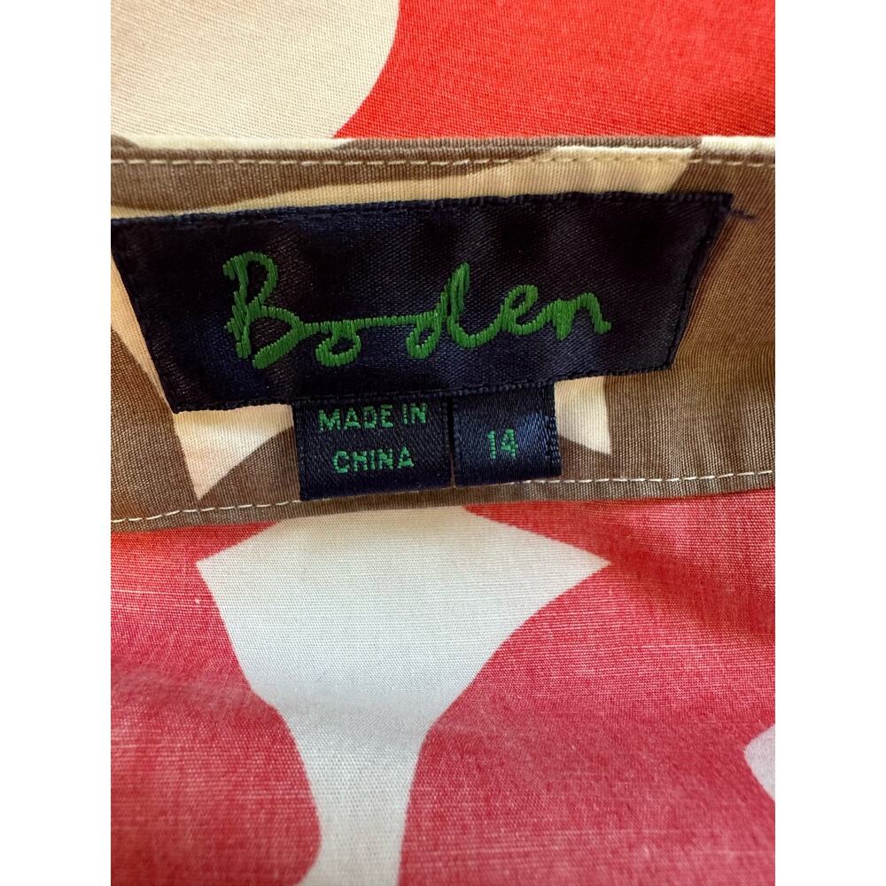 Boden Coral Red, White & Brown Painted Hoops Tunic Top 3/4 Sleeves sz 10 - Picture 3 of 5